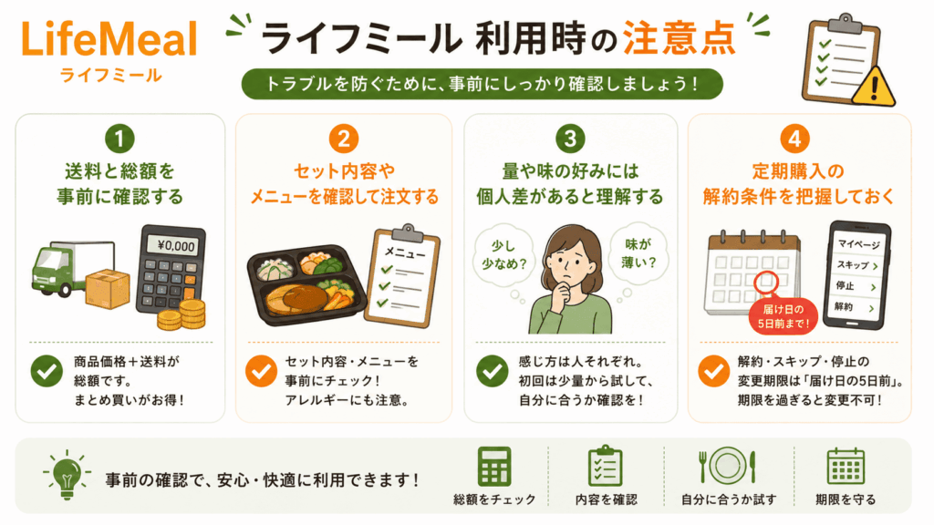 ライフミール利用時の注意点