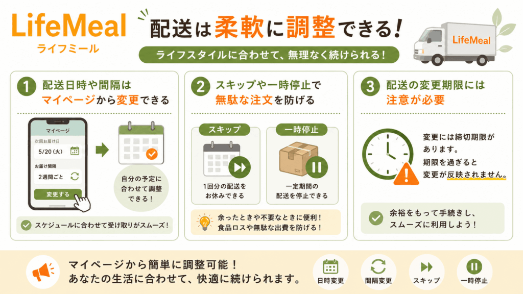 ライフミールの配送は柔軟に調整できる