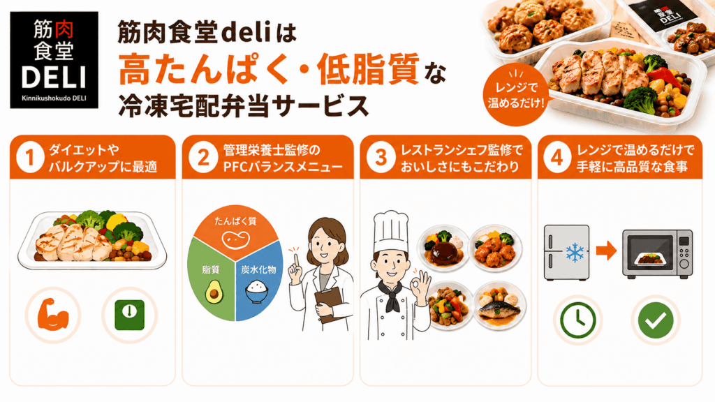 筋肉食堂deliは高たんぱく・低脂質な冷凍宅配弁当サービス