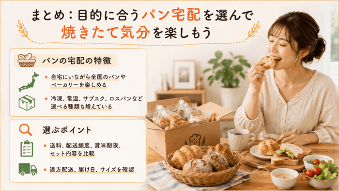 まとめ：目的に合うパン宅配を選んで焼きたて気分を楽しもう